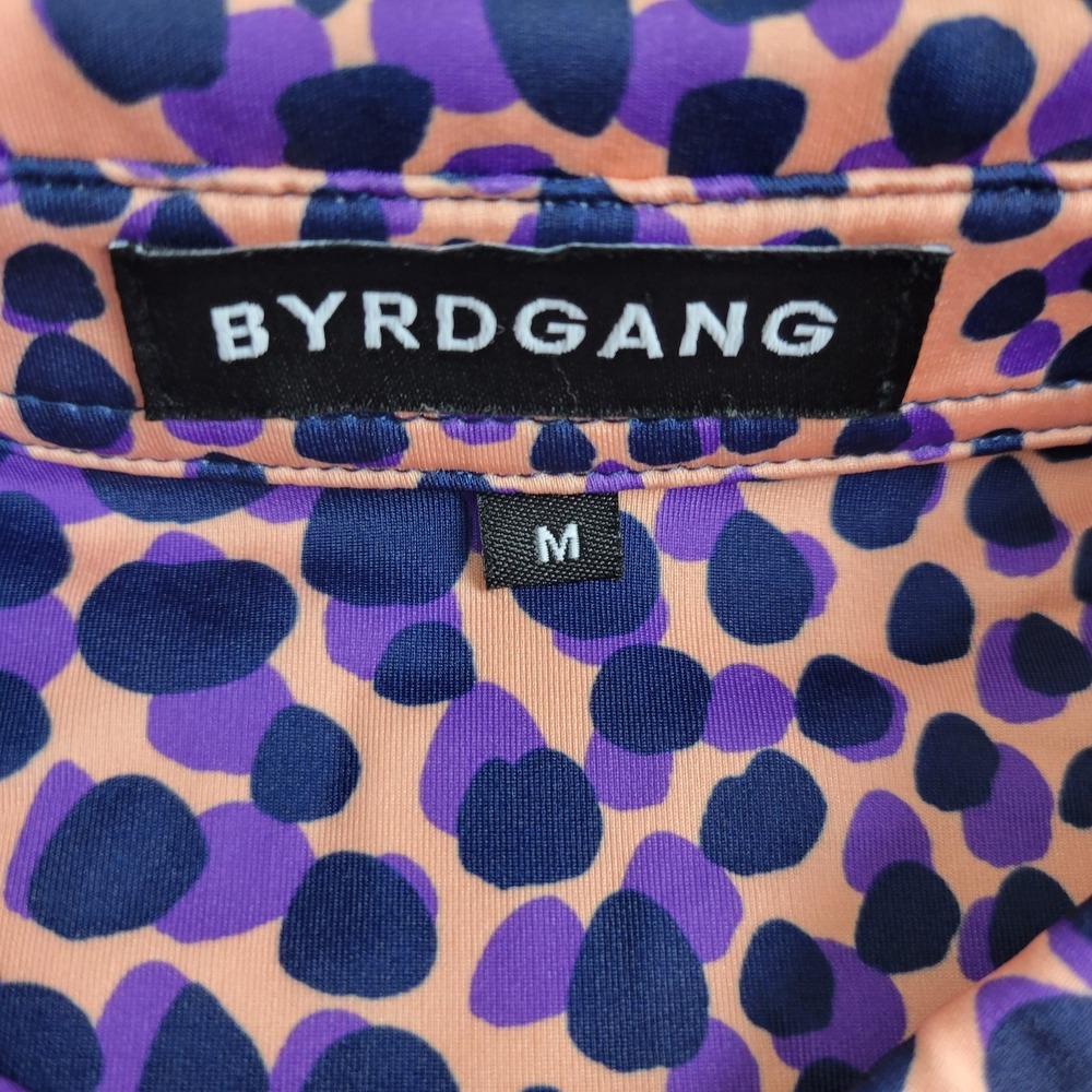 Byrdgang Mens Medium Multicolor Animal Print Performance Stretch Golf‎ Polo SS - Picture 4 of 6